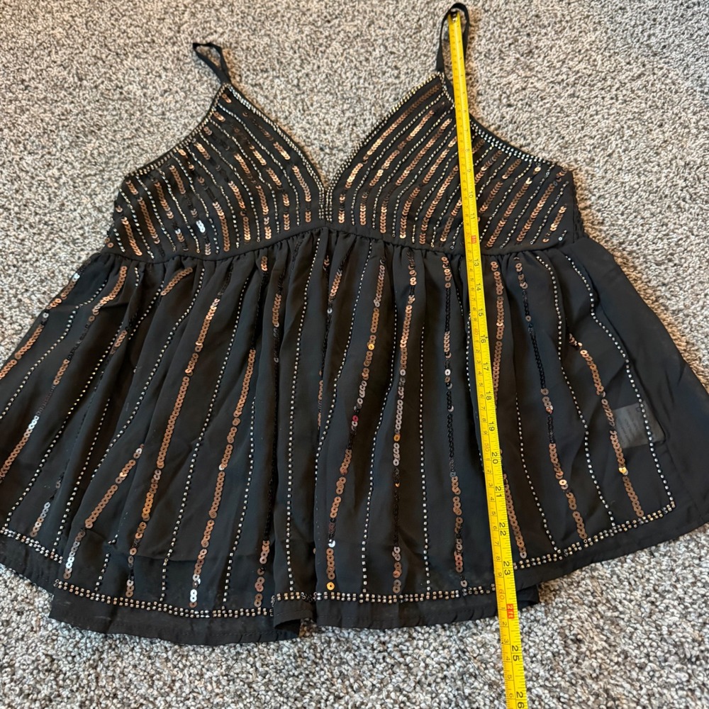 Sequin Camisole Size M Babydoll Tank Top Black New - Picture 4 of 5